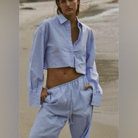 Zara Lace Trim Crop Top And Shirt - Picture 3 of 7